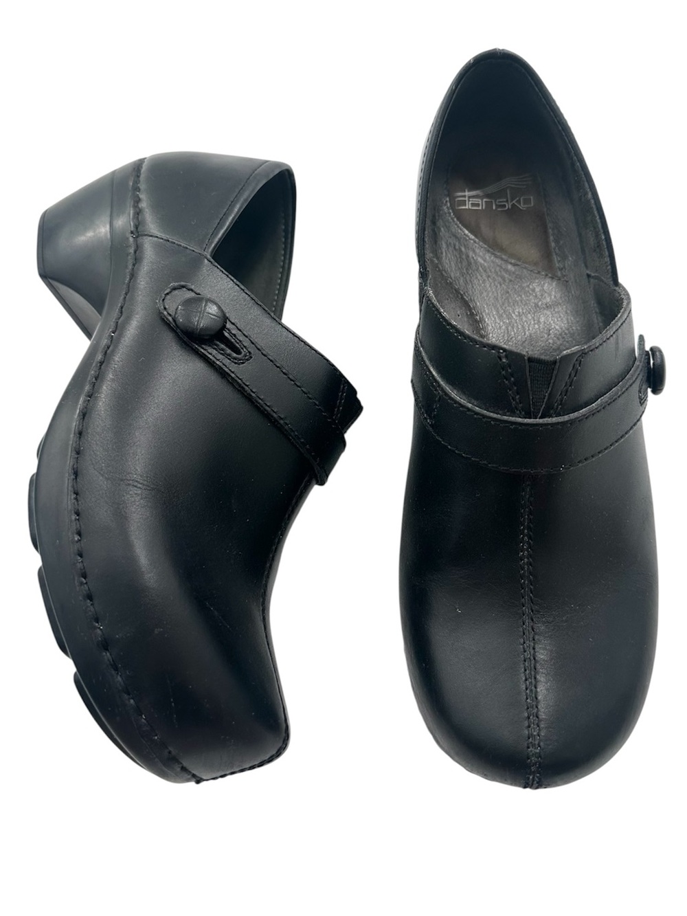 Dansko Solstice Black Leather Slip-on Clogs Size EU 41